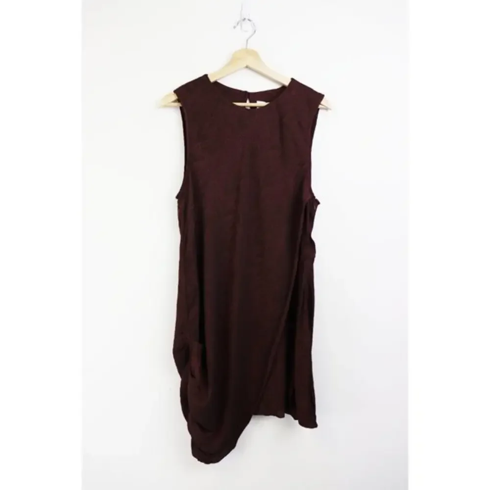 NWT L'Academie The Grazielle Mini Dress Burgundy XL Paisley Print Satin Draped - Picture 3 of 7